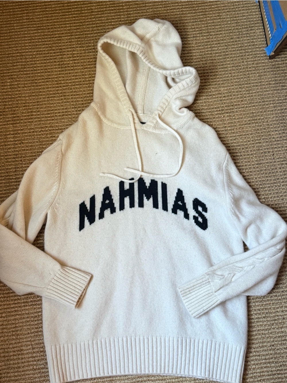 Nahmias Cream Hooded Knit Sweater